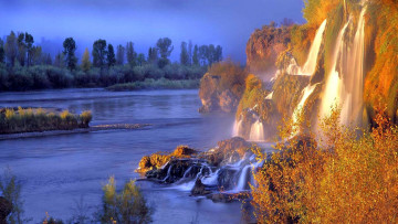 Картинка природа водопады скалы река поток
