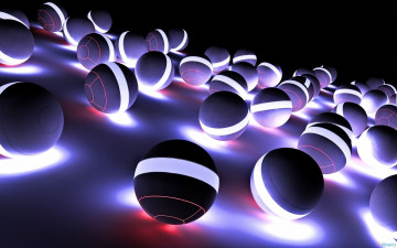 Картинка 3д+графика шары+ balls шары полосы фиолет свет движение