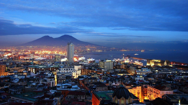 Обои картинки фото неаполь, италия, города, - огни ночного города
