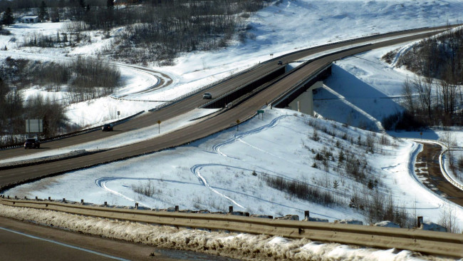Обои картинки фото природа, дороги, снег, шоссе, развязка, зима