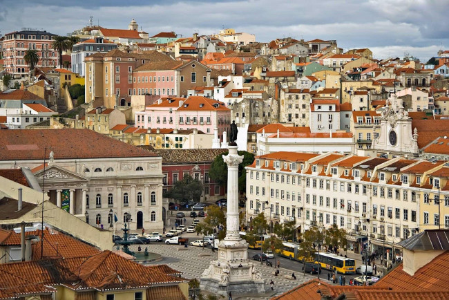 Обои картинки фото города, лиссабон , португалия, площадь, памятник