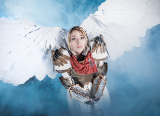 Картинка разное cosplay+ косплей взгляд фон девушка крылья униформа