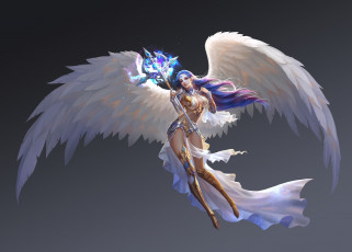 Картинка фэнтези ангелы ангел арт крылья жезл aurora