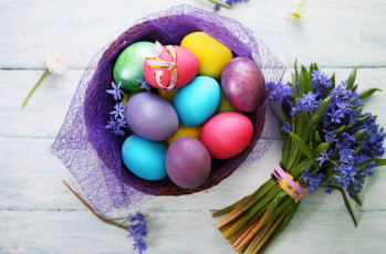 Картинка праздничные пасха праздник яйца цветы букет