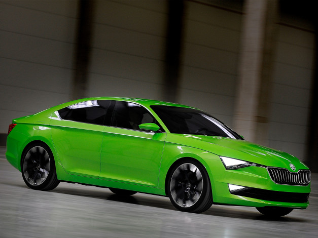 Обои картинки фото автомобили, skoda, concept, зеленый, visionc
