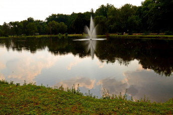 Картинка природа парк пруд фонтан