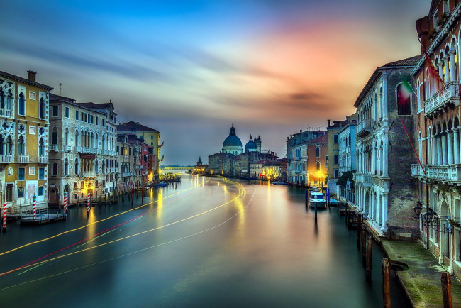 Обои картинки фото города, венеция , италия, вечер, канал