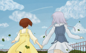 Картинка аниме sola облака небо дружба девочки