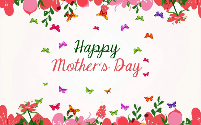 Обои картинки фото праздничные, день матери, надпись, цветы, бабочки