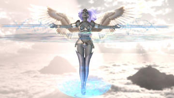 Картинка 3д+графика ангел+ angel девушка фон униформа крылья