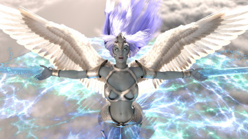 Картинка 3д+графика ангел+ angel девушка фон взгляд крылья
