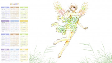 Картинка календари рисованные +векторная+графика крылья девушка