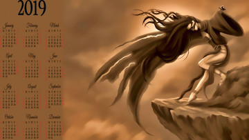 Картинка календари фэнтези обрыв утес девушка