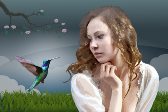 Картинка разное компьютерный+дизайн женщины колибри ave красочные девочка лицо