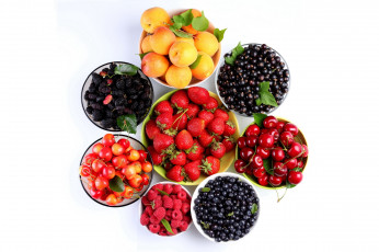 Картинка еда фрукты +ягоды абрикосы малина ежевика клубника