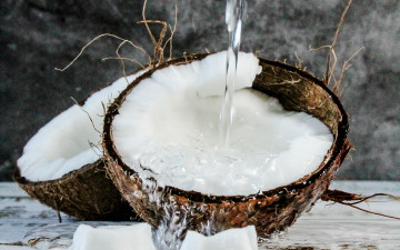 Картинка еда кокос половинки вода