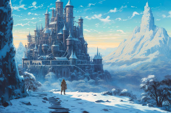 Картинка фэнтези замки зима снег