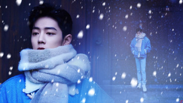Картинка мужчины xiao+zhan актер шарф куртка снег