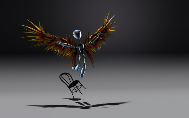 Обои картинки фото 3д, графика, fantasy, фантазия, существо, крылья, стул