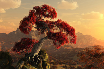 Картинка 3д графика nature landscape природа горы дерево корни долина