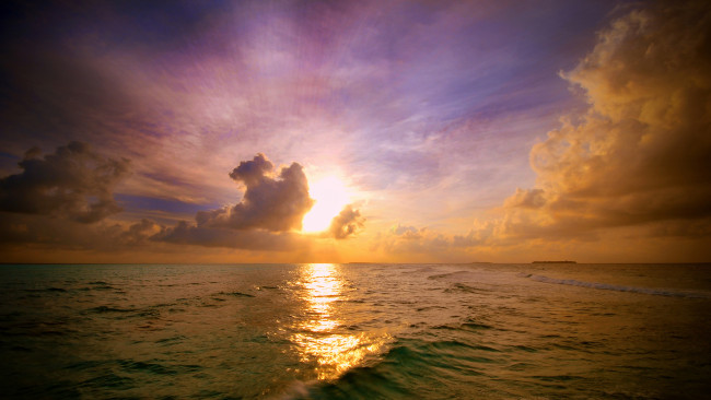 Обои картинки фото природа, восходы, закаты, рассвет, океан, облака