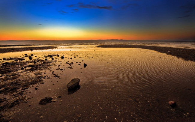 Обои картинки фото природа, побережье, рассвет, отмель, камни