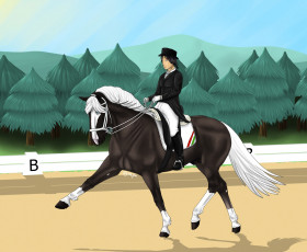 Картинка рисованное животные +лошади девушка взгляд фон лошадь