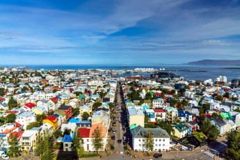 обоя города, рейкьявик , исландия, панорама