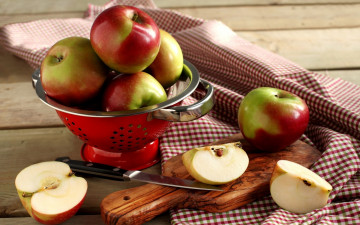Картинка еда яблоки краснобокие