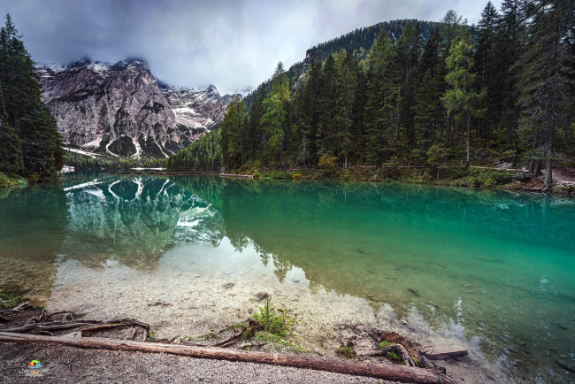 Обои картинки фото lago di braies, italy, природа, реки, озера, lago, di, braies