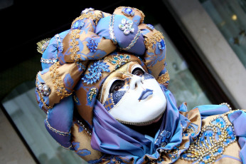 Картинка разное маски карнавальные костюмы карнавал синий венеция