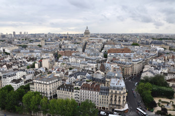 Картинка латинский квартал парижа города париж франция дома собор пейзаж