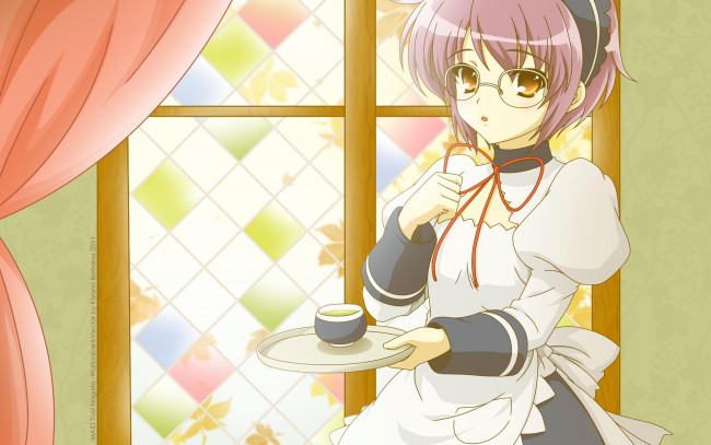 Обои картинки фото аниме, the, melancholy, of, haruhi, suzumiya, чай, чашка