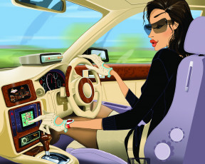 Картинка векторная+графика девушки девушка автомобиль взгляд