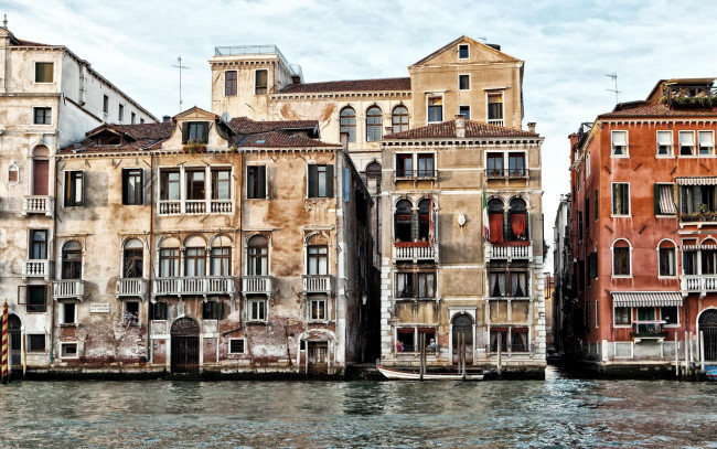 Обои картинки фото города, венеция , италия, канал, здания, дома