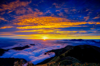 Картинка природа облака небо горы закат
