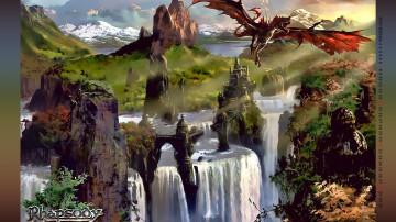 Картинка календари фэнтези 2019 calendar растение гора крылья полет природа водопад дракон
