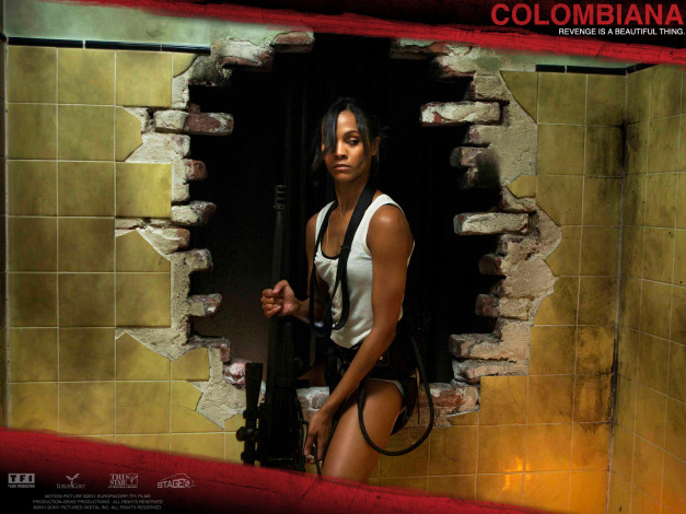 Обои картинки фото colombiana, кино, фильмы, оружие, пистолет, zoe, saldana