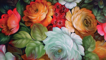 Картинка рисованные цветы жостовская роспись творчество