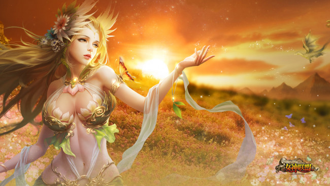 Обои картинки фото goddess, alliance, видео, игры, дракон, девушка, бабочка