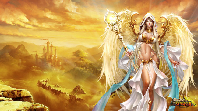 Обои картинки фото goddess, alliance, видео, игры, замок, жезл, ангел