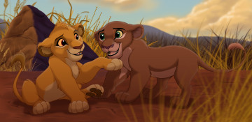 Картинка рисованные животные +львы львята