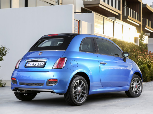 Обои картинки фото автомобили, fiat, au-spec, cabrio, 500s, 2013г, синий