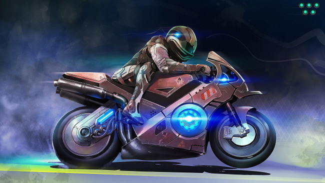 Обои картинки фото мотоциклы, 3d, энергия, мотоциклист