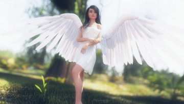 Картинка 3д+графика ангел+ angel фон взгляд девушка