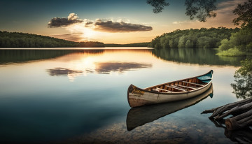 Картинка корабли лодки +шлюпки озеро лодка отражение