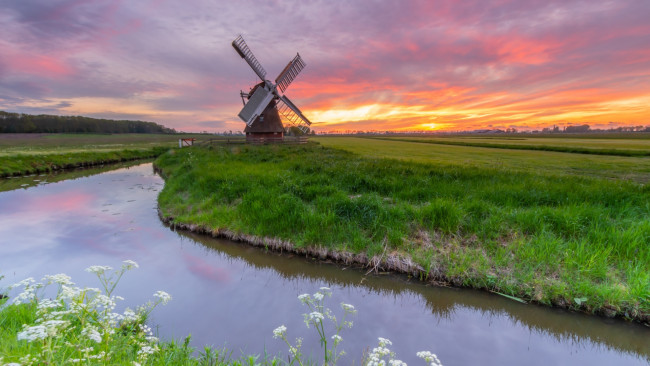Обои картинки фото windmill in the netherlands, разное, мельницы, windmill, in, the, netherlands