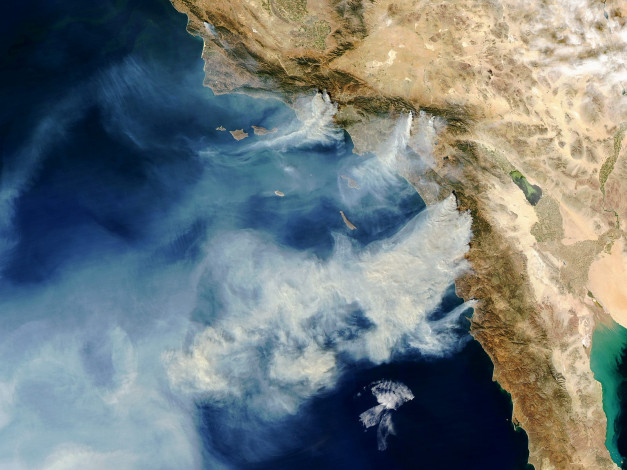 Обои картинки фото southern, california, wildfires, october, 27, 2003, космос, земля
