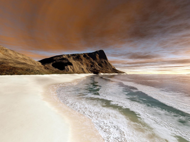 Обои картинки фото 3д, графика, nature, landscape, природа, вода, берег, песок