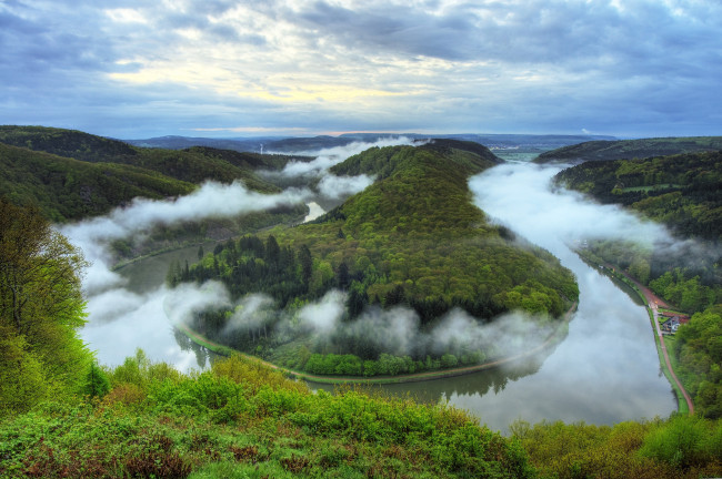 Обои картинки фото природа, реки, озера, лес, туман, деревья, вода
